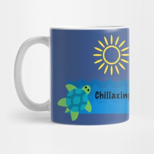 Children's Clothing Turtle Chillaxing Design, with black lettering Mug